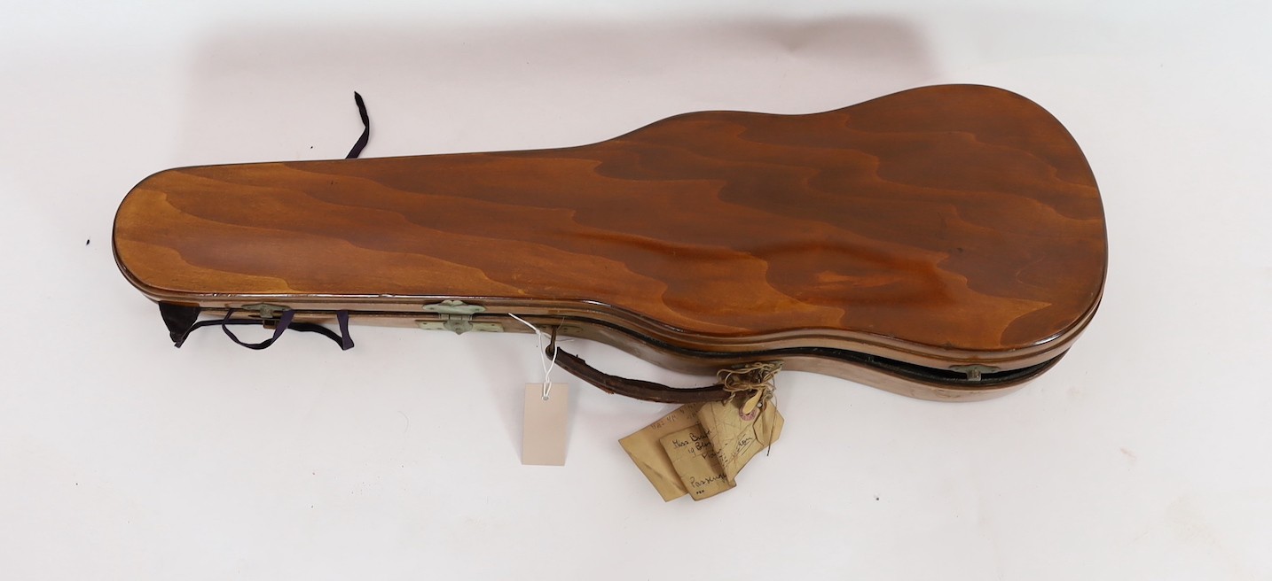 W.E.Hill & Son. An early 20th century violin bow, 74cm, violin back 37cm, overall is 59cm